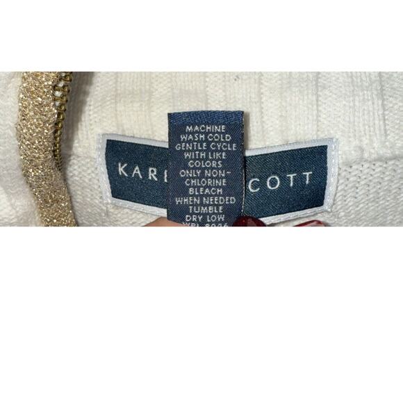 Karen Scott White Half-Zip Knit Sweater w/ Gold Zipper – Women’s XL - Picture 3 of 7